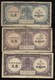 French Indochina Cambodia 1 Piastre 3 Note Set  1942-45 KM 59-60 JB, A, C All VF   Very Hard To Find - Indochina