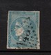 France 1870  Bordeaux Ceres 20 Cents Pale Blue Type 11   Sg 168.  Thinned. - 1870 Uitgave Van Bordeaux