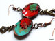 Delcampe - Boucles D'oreilles Artisanales, émaux Sur Cuivre, Danseur, Musicien, Kokopelli, Turquoise, Rouge, Bronze, Artisanat Fran - Orecchini