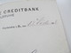 Mitteldeutsche Creditbank Filiale Karlsruhe. Dokument. Kreditvertrag?? Karlsruhe 1918 - Historische Dokumente