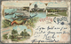 Beleg 1900, Dekorative Farbige Litho-Karte "Greetings From Calcutta" Mit Ceylon-Frankatur Nach Deutschland Gelaufen - Sonstige & Ohne Zuordnung