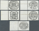 O. Gummi 1889, 3-80 C. Päpstl. Wappen, Marken Der Ausgabe 1867, 5 Nachdruck-Randstücke Auf Weißem Kartonpapier Ohne Gumm - Sonstige & Ohne Zuordnung