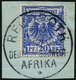 DSWA VS 48dIV BrfStk, 1894, 20 Pf. Violettultramarin Mit Bisher Nicht Gelistetem Seltenen Plattenfehler IV Mittlere Kral - África Del Sudoeste Alemana