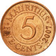 Monnaie, Mauritius, 5 Cents, 2007, TB+, Copper Plated Steel, KM:52 - Mauritius