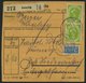 BUNDESREPUBLIK 125 BRIEF, 1954, 5 Pf. Posthorn Im Achterblock Rückseitig Mit 20 Pf. Zusatzfrankatur Auf Paketkarte Aus S - Gebraucht
