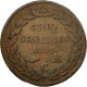 Monnaie, Monaco, Honore V, 5 Centimes, Cinq, 1837, Monaco, TB, Cuivre, KM:95.2a - 1819-1922 Honoré V, Charles III, Albert I