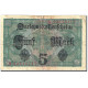 Billet, Allemagne, 5 Mark, 1917-1918, 1917-08-01, KM:56b, B - 5 Mark