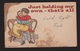 Comic Postcard - Woman & Man Just Holding My Own - Unused - Large Stain - Comics