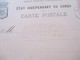 Belgisch - Kongo Ganzsache Mit Blauem Stempel! Banana 1888 Aber Ungelaufen / Blankokarte. Etat Independant Du Congo - Cartas & Documentos