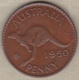 Australie 1 Penny 1950 Melbourne, Sans Point, George VI. KM# 43 - Penny