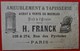 75 PARIS 20e H. FRANCK Ameublement & Tapisserie Rue Des Pyrenees - Cartes De Visite