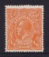 Australia 1923 King George V 1/2d Orange Single Crown Variety 66(9)i MH - Neufs