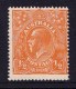 Australia 1923 King George V 1/2d Orange Single Crown Variety 66(8)s MH - Mint Stamps