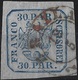 Roumanie N°10A A Papier Azuré 30 Para Oblitéré Dateur De BRAILA En Rouge Superbe - 1858-1880 Moldavia & Principado