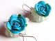 Boucles D'oreilles Artisanales, Fleurs Turquoise, Chips Quartz, Cristal Naturel, Artisanat Français, Aide Humanitaire - Boucles D'oreilles