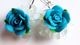 Boucles D'oreilles Artisanales, Fleurs Turquoise, Chips Quartz, Cristal Naturel, Artisanat Français, Aide Humanitaire - Boucles D'oreilles