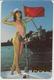 Pocket Calendar Russia  - 1991 - Girl - Swimsuit - Beach - Nude - Yacht - Sea - Flag - Vintage - Beautiful - Small : 1991-00