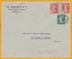 1914 - 2 X N° 147 Surchargés + 5c Semeuse Camée Verte Sur Lettre Marseille-Chaux De Fonds, Suisse - Cad Arrivée - Cruz Roja