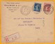 1915 -  N° 147 Surchargé + 25c Semeuse Bleue Perforée Sur Lettre Recommandée De Paris En Ville - Rotes Kreuz