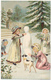 Making A Snowman, Four Young Girls, Pretty Dresses - Dog - Kopal Trade Mark, # 853, By International Art Publishing Co. - Sonstige & Ohne Zuordnung