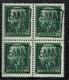 ZANTE 1943 AMMINISTRAZIONE CIVILE GRECA BLACK OVERPRINTED SOPRASTAMPA NERA CENT. 25c QUARTINA BLOCK MNH CERTIFICATO - Occup. Tedesca: Zante