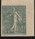 N°130g, 15c Olive: NON DENTELE IMPRESSION RECTOVERSO Coin De Feuille, - Unused Stamps