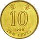 Monnaie, Hong Kong, Elizabeth II, 10 Cents, 1998, TTB, Brass Plated Steel, KM:66 - Hong Kong