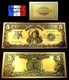 Billet Plaqué OR Et ARGENT Couleur + Certificat ! ( Color GOLD And SILVER Banknote ) - 5 Dollars 1899 18,8 Cm X 7,9 Cm ! - Autres & Non Classés