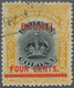 Brunei: 1906, Labuan Stamp 4c. On 12c. Black And Yellow With Red Opt. 'BRUNEI' With Variety 'line Th - Brunei (1984-...)