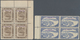 Brunei: Japanese Occupation, 1942, Blocks Of Four MNH: Blue Ovpt. On 2 C. And 4 C., Both Bottom Left - Brunei (1984-...)