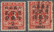 China: 1897, Red Revenues, 2 / Cents Unused No Gum (on Reverse Top Thins) Resp. Used Pa-kua In Brown - 1912-1949 Republik