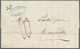 Holyland: 1854, "Jaffa" Black Oneliner Of French Levant Post Office On Folded Envelope With Blue Sen - Palestine