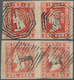 Indien: 1854-55 Lithographed 1a. Red, Die III, Horizontal Pair, Used And Cancelled By Calcutta Numer - 1852 Provinz Von Sind