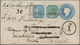 Indien: 1877 Postal Stationery Envelope ½a. Blue Upgraded ½a. Blue And 1866 4a. Green, Die I, All Ti - 1852 District De Scinde