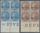Indien - Dienstmarken: 1867-73 Complete Set Of Five Bottom Marginal Blocks Of Four, Optd. "Service" - Timbres De Service