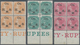 Indien - Dienstmarken: 1974-82 Complete Set Of Five Bottom Marginal Blocks Of Four, Optd. "On H.M.S. - Dienstmarken