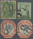 Indien - Used Abroad: FRENCH INDIA 1854-55: Four Indian Stamps Used In PONDICHERRY, With Two Singles - Sonstige & Ohne Zuordnung