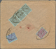 Iran: 1909, Cover Bearing On Reverse 1ch. Violet On Blue, 6ch. Rose On Blue And Strip Of Three 10ch. - Iran