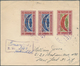 Jemen: 1947, Prince's Flight To United Nations, Red Overprint, 8b. Vertical Pair And Single 1i., On - Yémen