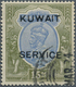 Kuwait - Dienstmarken: 1923, India KGV 15r. Blue And Olive With Black Opt. 'KUWAIT / SERVICE', Fine - Koweït