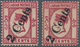 Labuan: 1885, QV 8c. Carmine Handstamped Diagonal '2 Cents' In Type 9 Two Stamps With Normal Or REVE - Autres & Non Classés