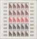 Delcampe - Laos: 1958. Complete Set (7 Values) In 7 Color Proof Sheets Of 25 Showing Various ELEPHANTS. Each Sh - Laos