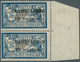 Libanon: 1924, 25pi. On 5fr. (2mm Spacing), Right Marginal Vertical Pair, Top Stamp Showing "LIABN" - Liban