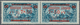 Libanon: 1928, 7.50pi. On 2.50pi. Greenish Blue, Horiz. Pair, Left Stamp Showing "French And Arabic - Liban