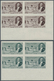 Libanon: 1950, Conference Of Leban. Migrants Complete Set Of Six In IMPERFORATE Blocks Of Four From - Libanon