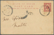 Malaiische Staaten - Kedah: 1917/28, Two Stationery Cards To Malta Island: 3 C. Tied "LUNAS 15 FE 19 - Kedah