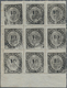 Portugiesisch-Indien: 1873, Type IA And IB, 1 10 R. Black, A Bottom Margin Block-9 (3x3), Consisitin - Portugiesisch-Indien