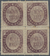 Portugiesisch-Indien: 1873, Type IA, 900 R. Dark Violet, A Block Of Four, 1 Double Impression Of Val - Inde Portugaise