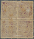 Portugiesisch-Indien: 1873, Type IA, 900 R. Dark Violet, A Block Of Four, 1 Double Impression Of Val - Portugiesisch-Indien