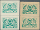 Tannu-Tuwa: 1943 Complete Set Of Four Plus Two Paper Varieties, Each In VERTICAL PAIR, The 25k. Blac - Touva